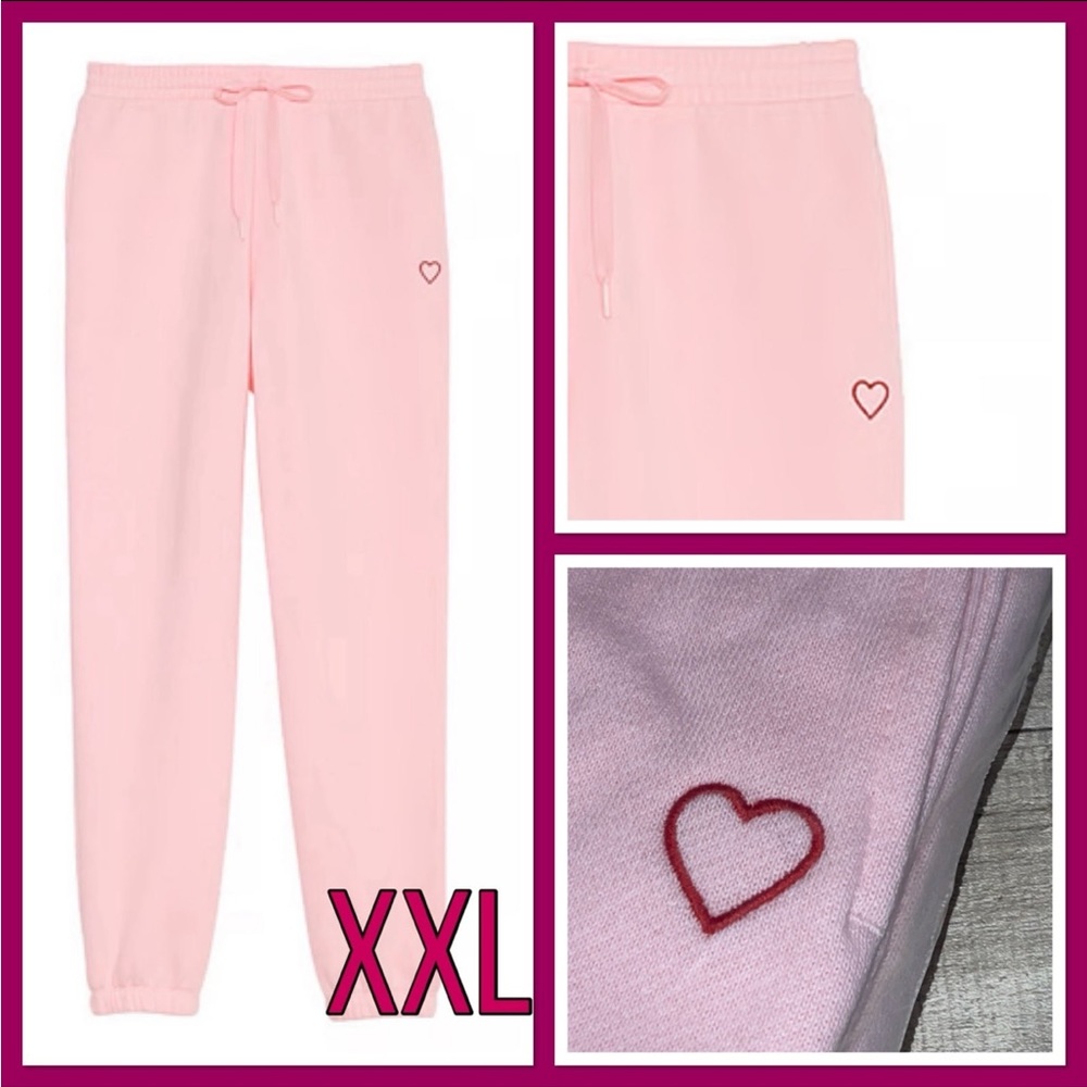 Victoria’s Secret XXL Light Pink w/Red Heart Fleece Pants
